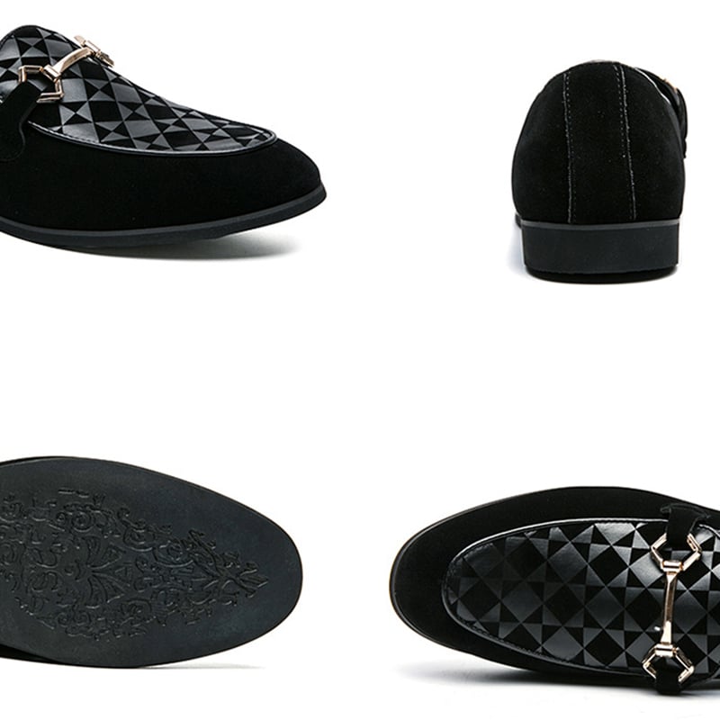 Fashion Casual Geometric Frosted Mens Loafer Shoes
