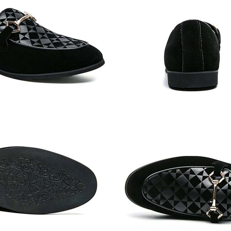 Fashion Casual Geometric Frosted Mens Loafer Shoes