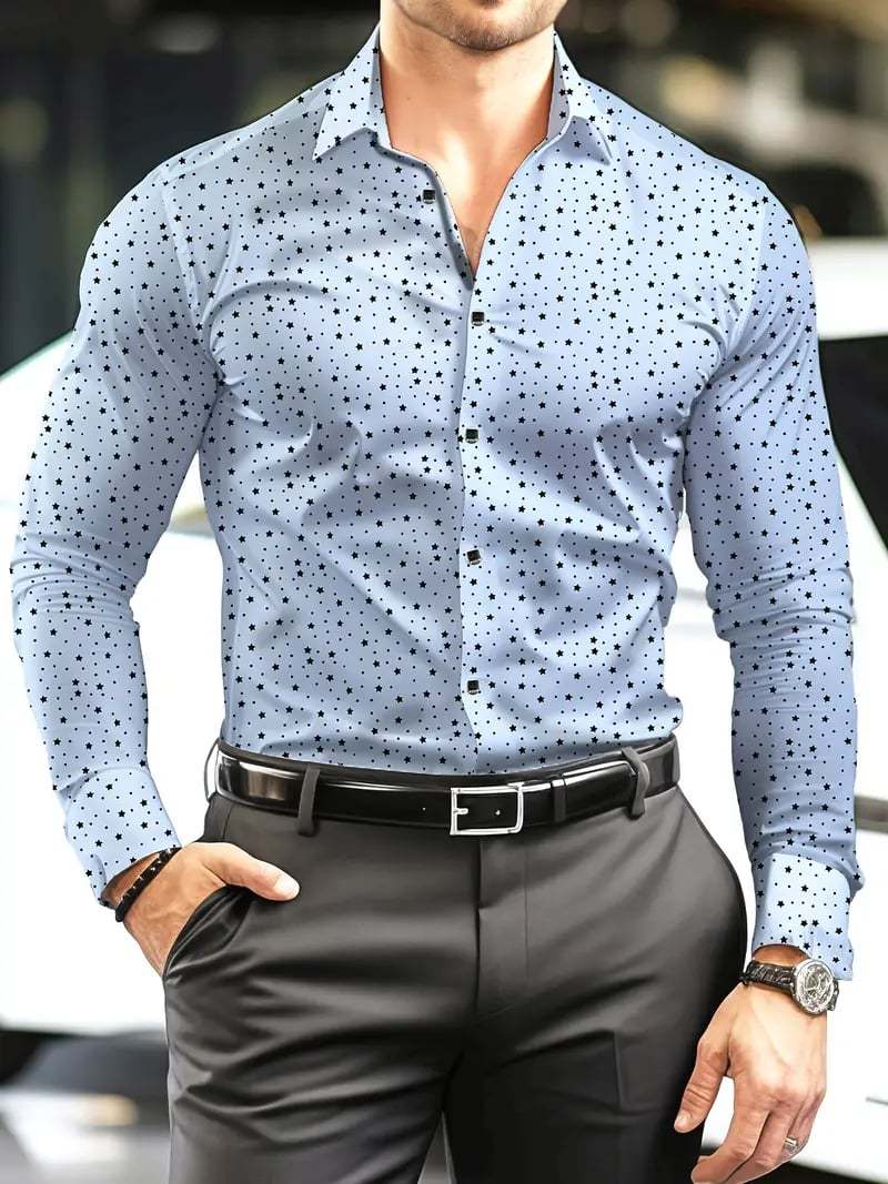 Men's Street Style Business Casual Printed Long Sleeve Shirt