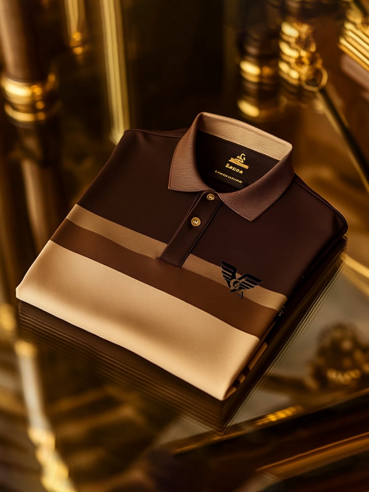 Men's Classic Business Check Logo Button Short Sleeve Polo Shirt