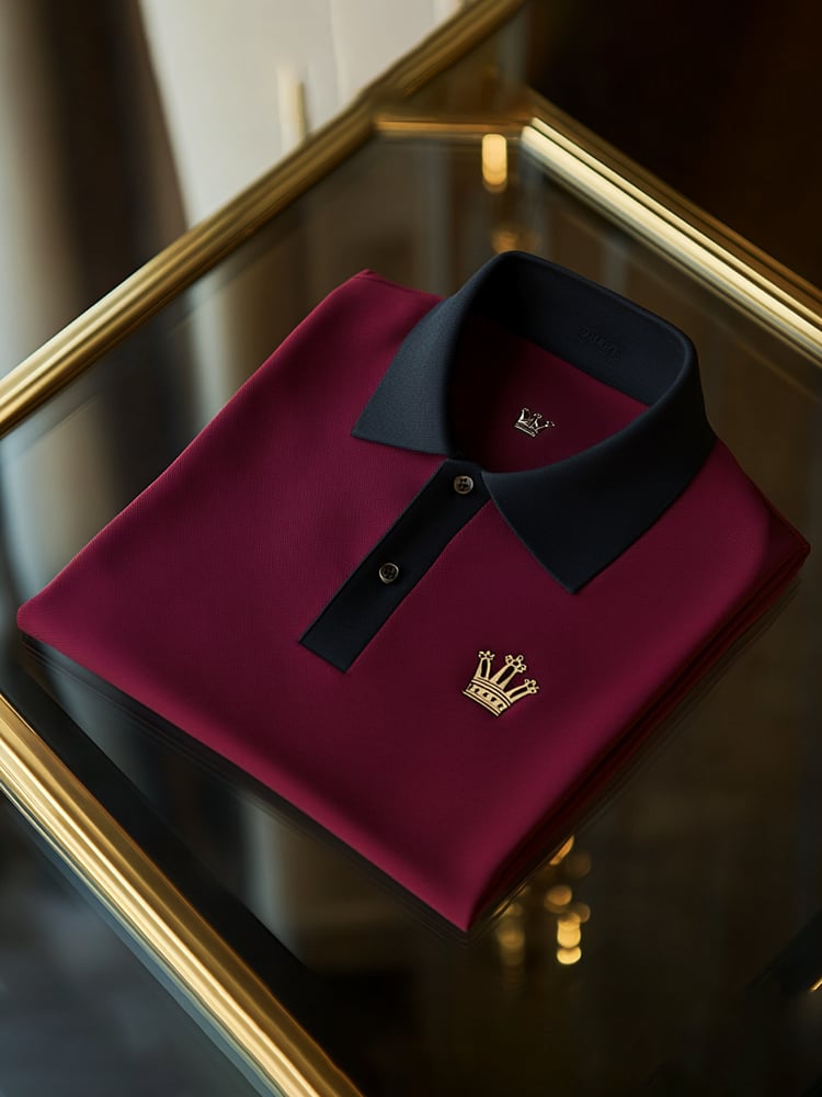 Men's Classic Business Logo Button Short Sleeve Polo Shirt