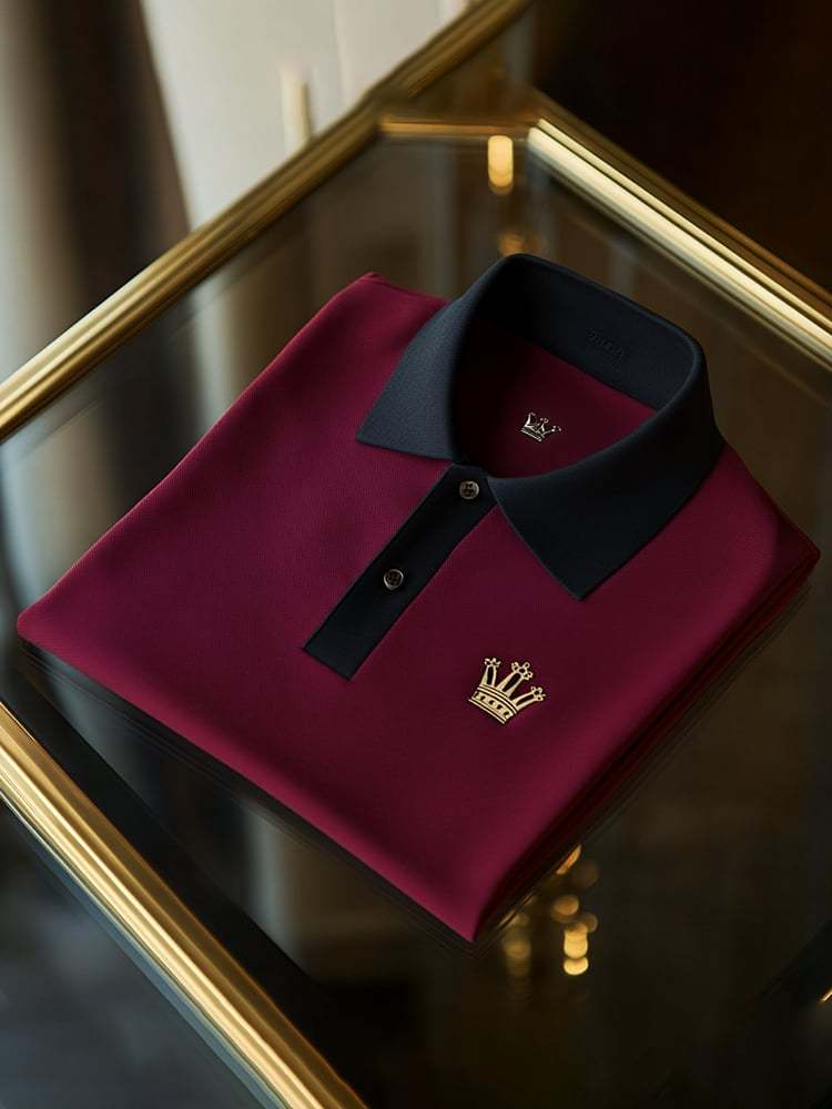 Men's Classic Business Logo Button Short Sleeve Polo Shirt