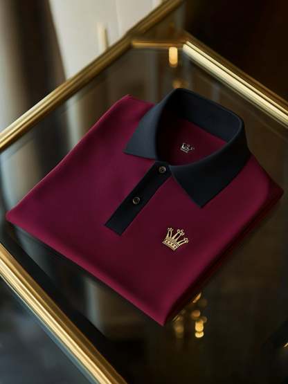 Men's Classic Business Logo Button Short Sleeve Polo Shirt