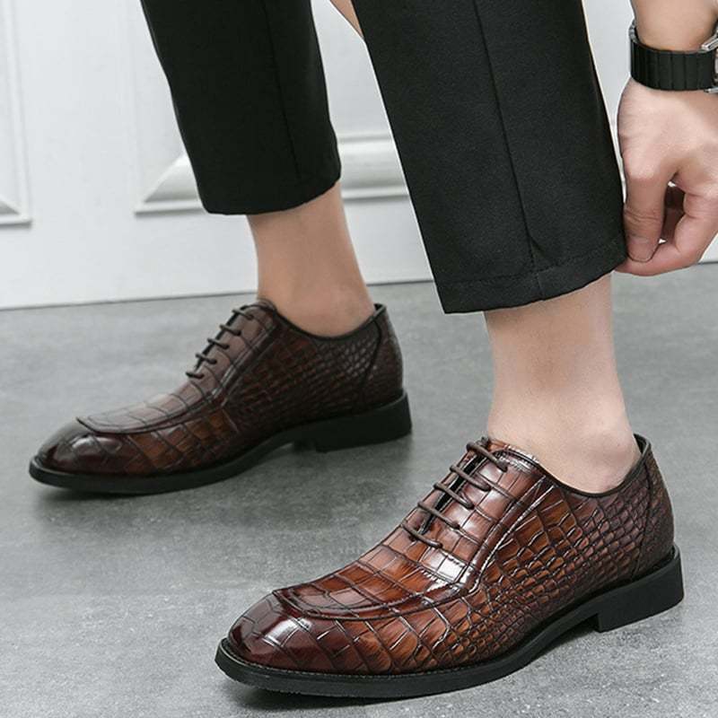 Business Lace Up Oxford Shoes Men'S Formal Square Toe Leather Shoes