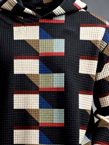 Men's Retro Color Block Print Sweatshirt