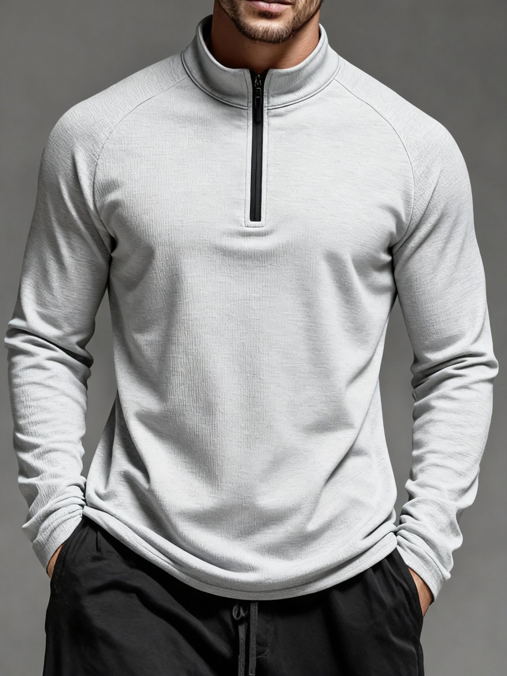 Men's Basic Quick-Drying, Breathable, Stretchy Zip-Up Top