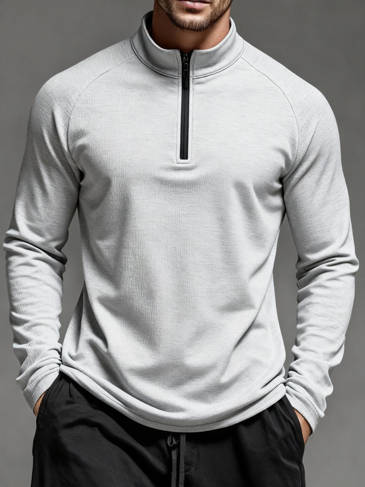 Men's Basic Quick-Drying, Breathable, Stretchy Zip-Up Top