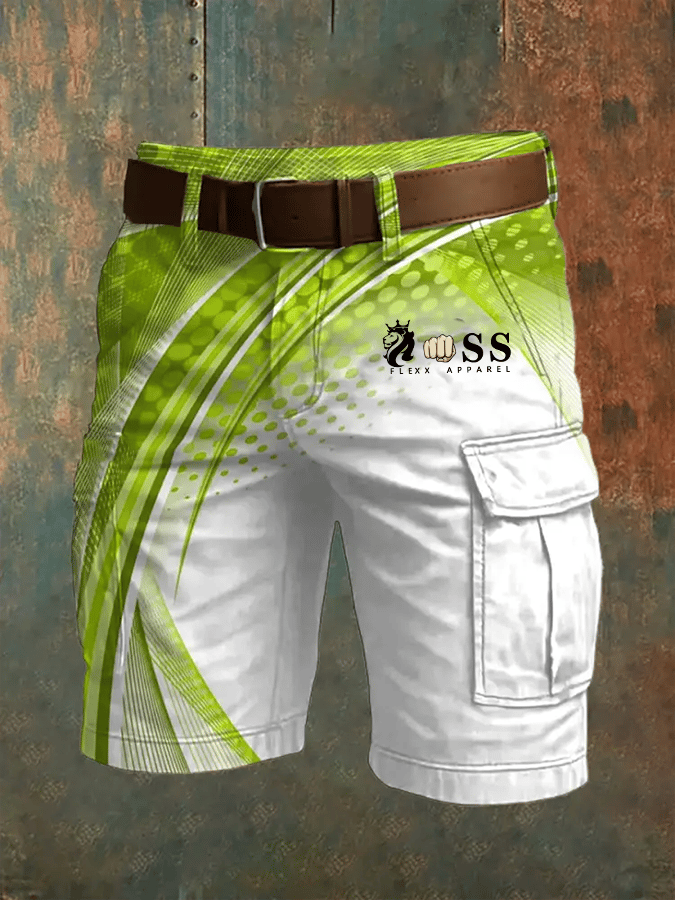 Men's Retro Letter Print Multi-Pocket Design Cargo Shorts