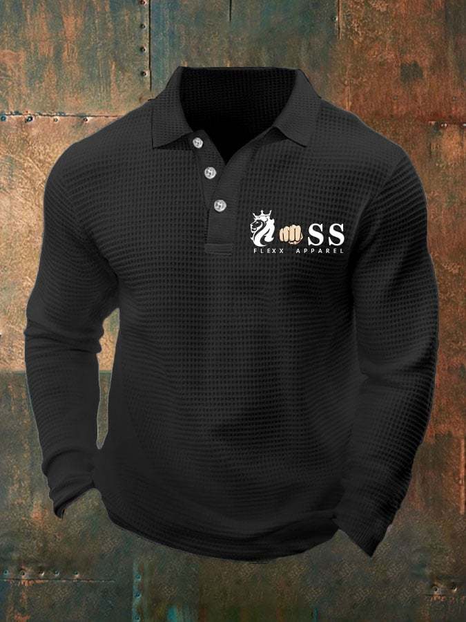 Fashionable Casual Men's Business Style Waffle Polo