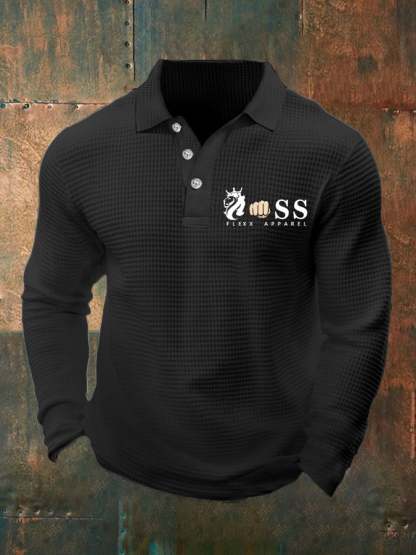 Fashionable Casual Men's Business Style Waffle Polo