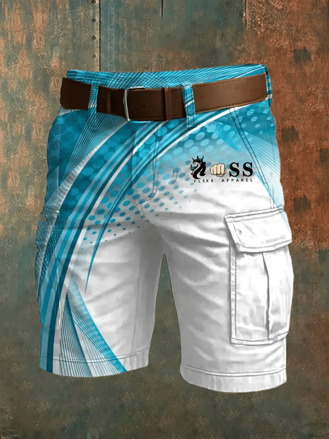 Men's Retro Letter Print Multi-Pocket Design Cargo Shorts