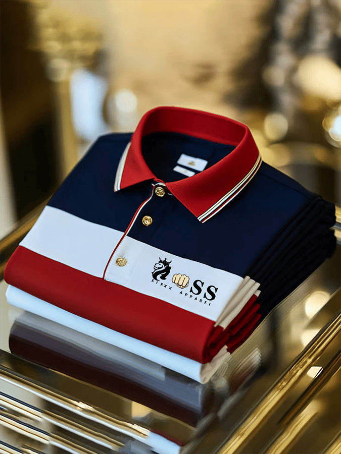 Men's Retro Letter Design Printed Casual Polo Shirt