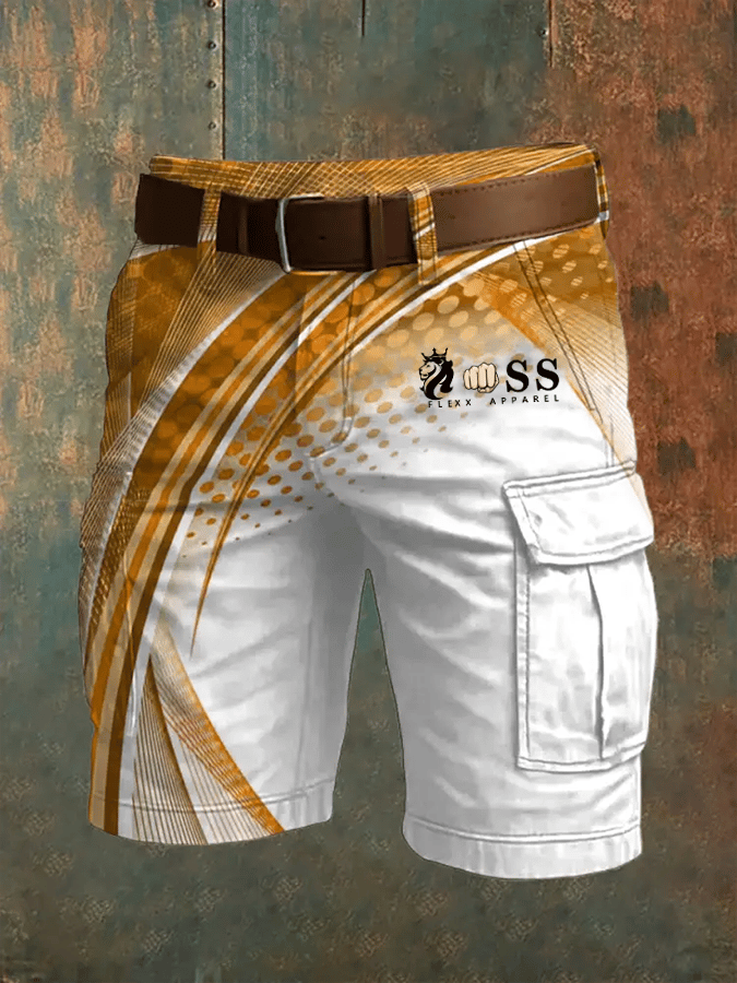 Men's Retro Letter Print Multi-Pocket Design Cargo Shorts