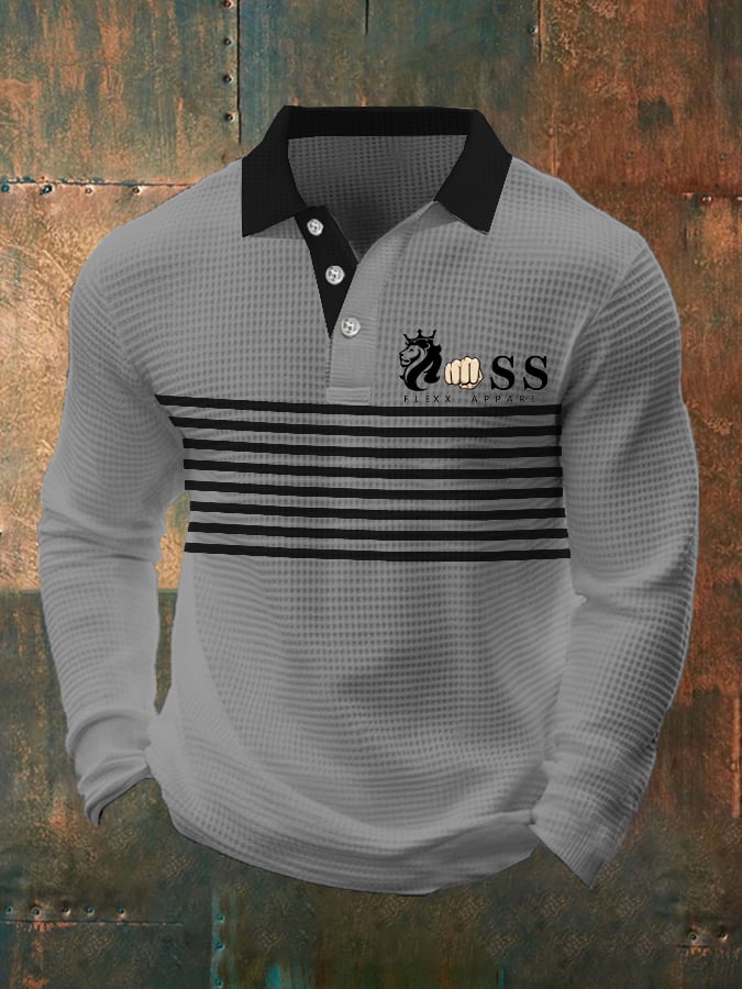 Fashionable Casual Men's Business Style Waffle Polo
