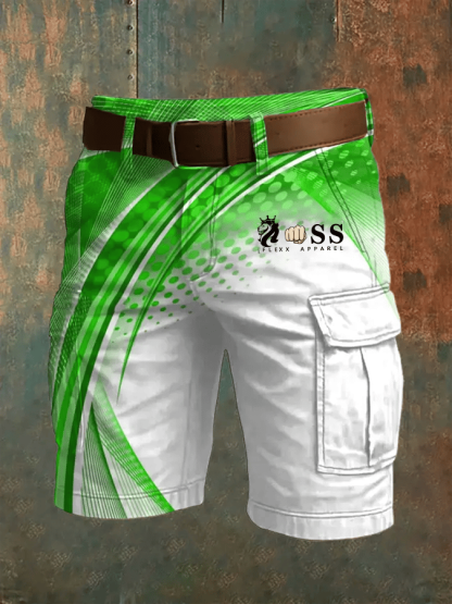 Men's Retro Letter Print Multi-Pocket Design Cargo Shorts
