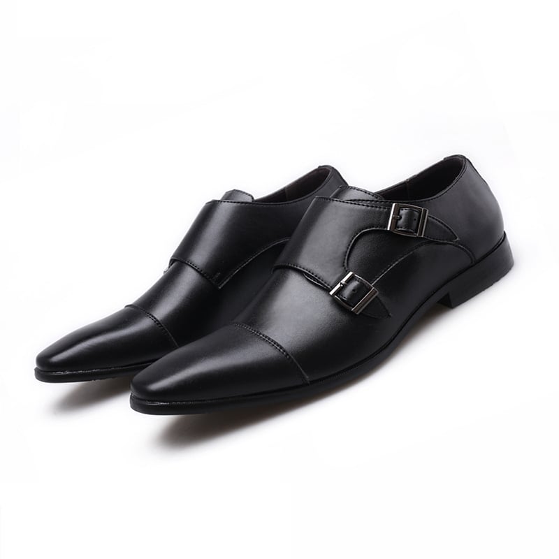 Buckle Pointed Toe British Style Men'S Shoes
