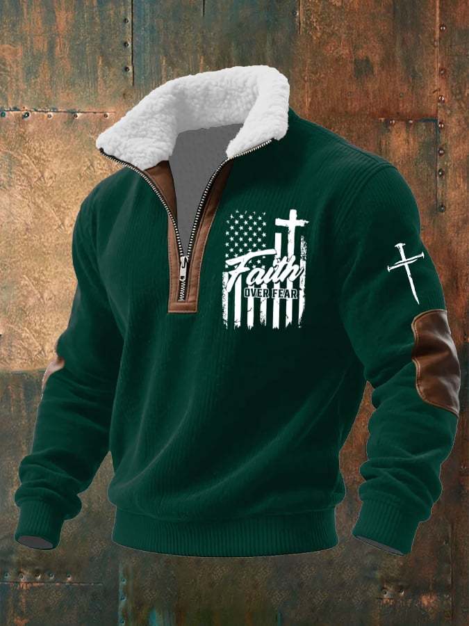 Men's Casual Faith Retro Textured Sweatshirt