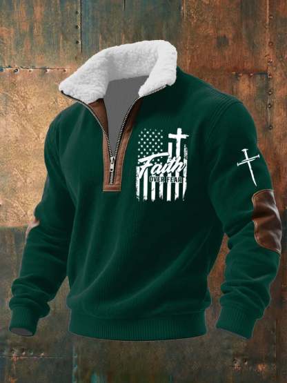 Men's Casual Faith Retro Textured Sweatshirt