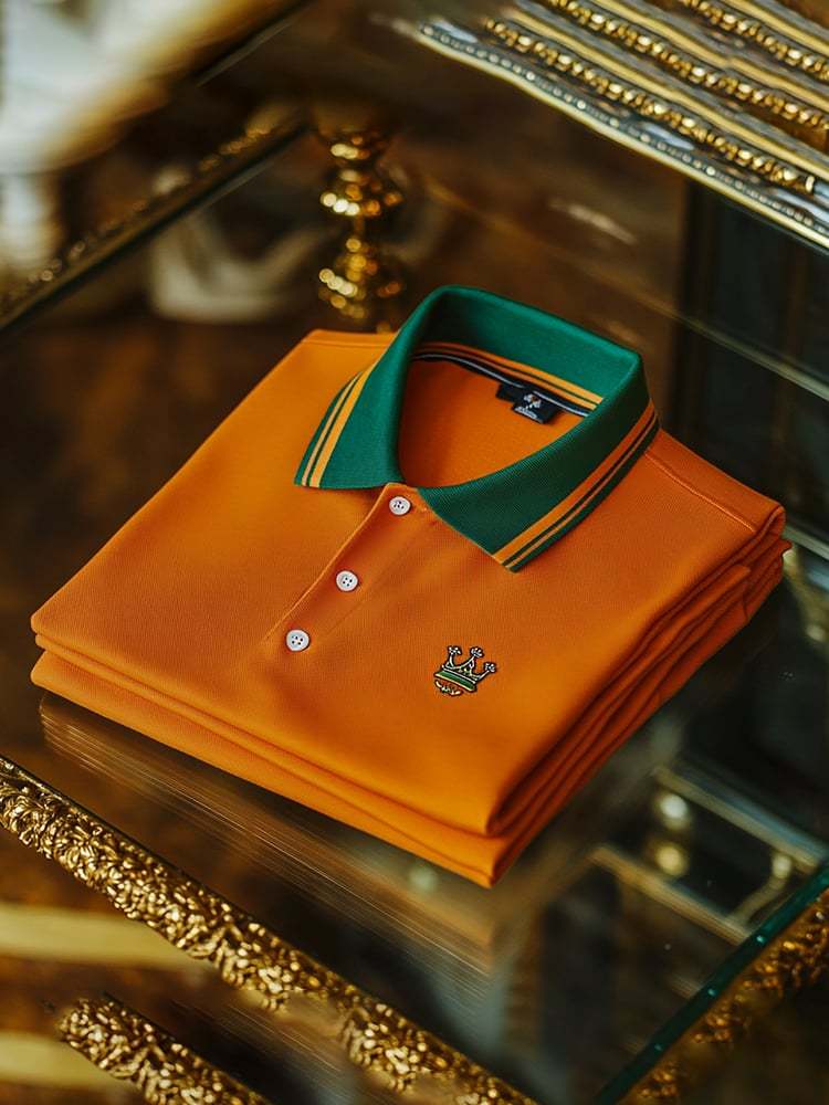 Men's Classic Business Check Logo Button Short Sleeve Polo Shirt