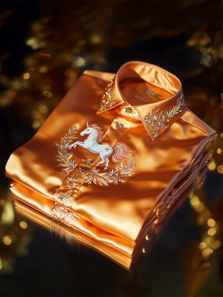 Men's Satin Luxury Business Long Sleeve Shirt