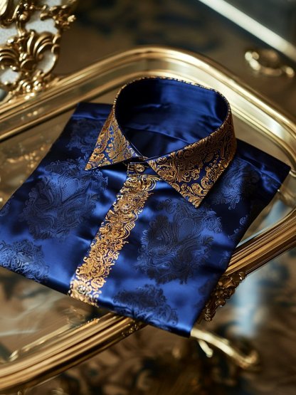 Men's Satin Luxury Business Long Sleeve Shirt