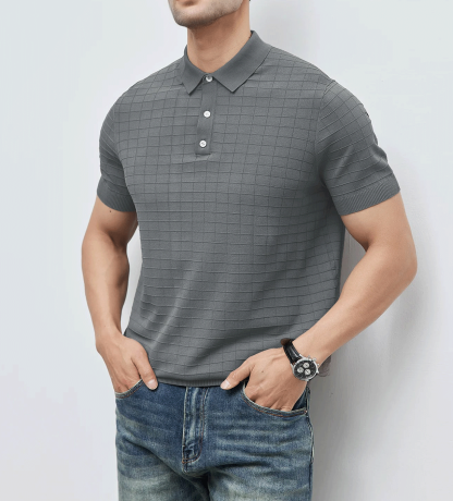 GentleKnit Checkered Short Sleeve Knitted Polo