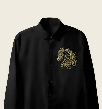 Men’s Black Golden Horse Emblem Shirt