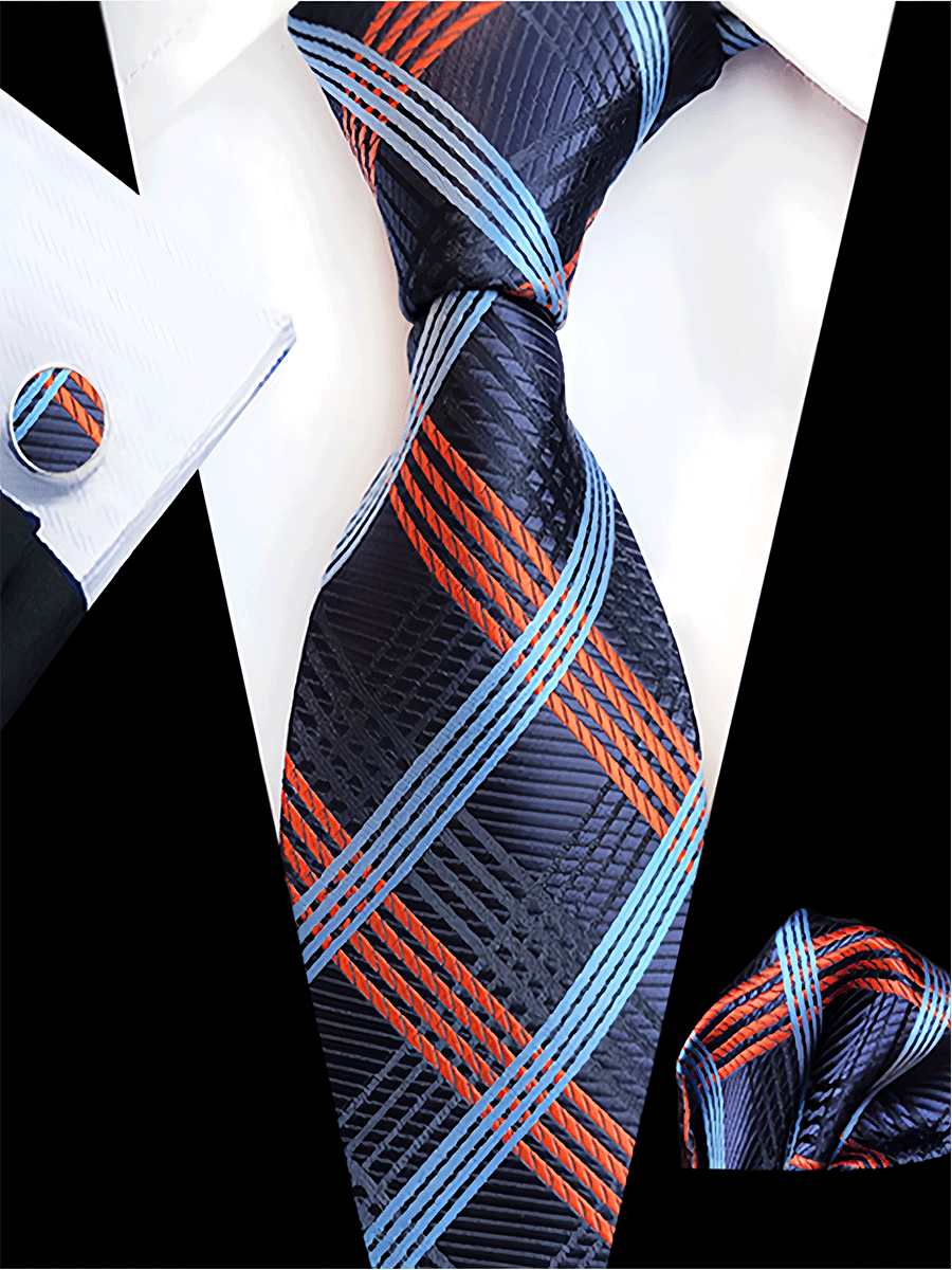 Men's tie pocket scarf tie clip cufflinks gift box set