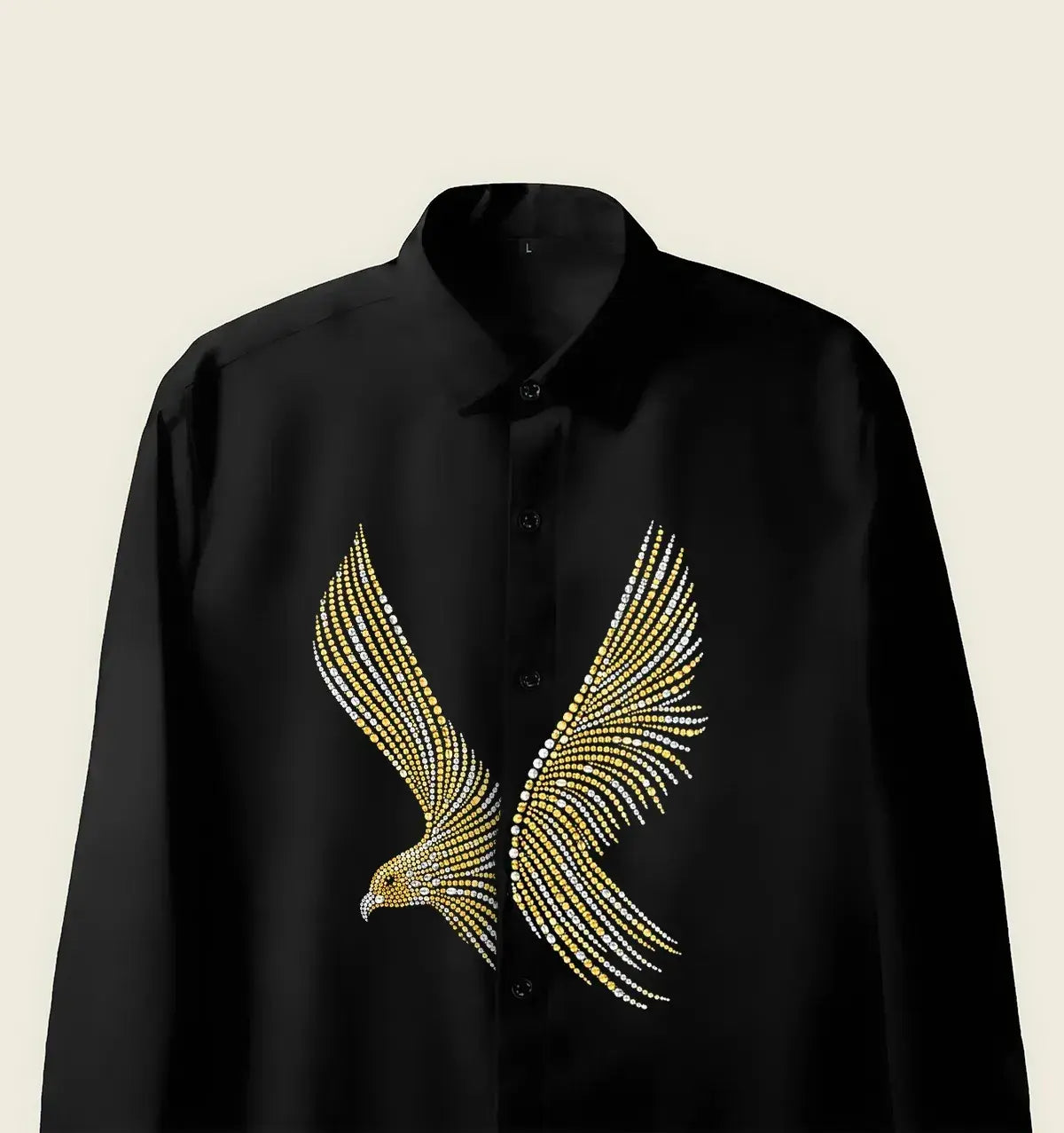 Men’s Black Golden Eagle Embellished Shirt