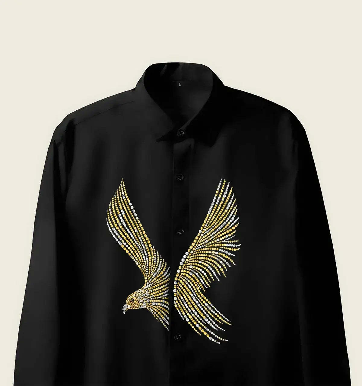 Men’s Black Golden Eagle Embellished Shirt