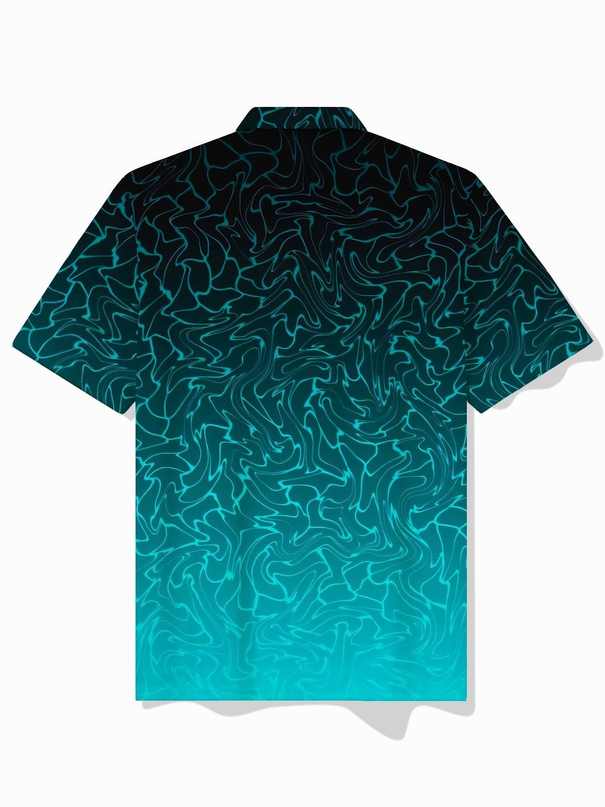 Retro Gradient Water Ripple Print Men's Lapel Button Pocket Short Sleeve POLO Shirt
