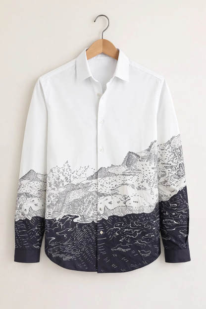 Mountain Horizon Print Shirt – White