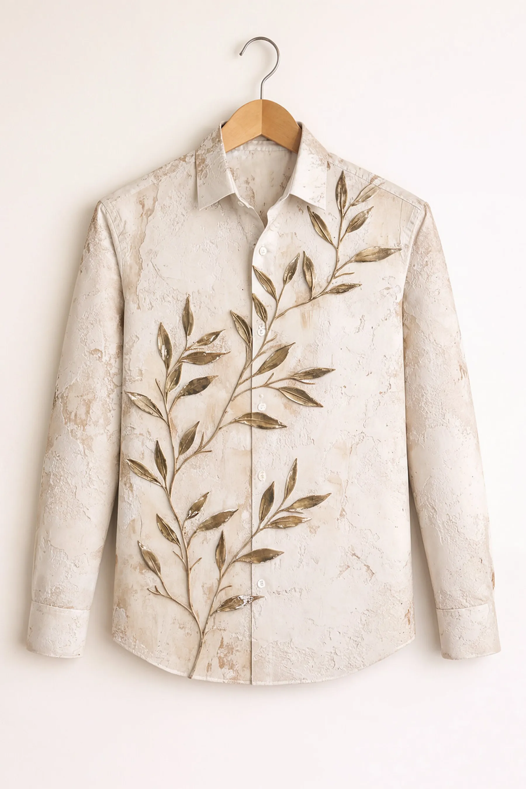 Soft Floral Print Shirt – Ivory Beige