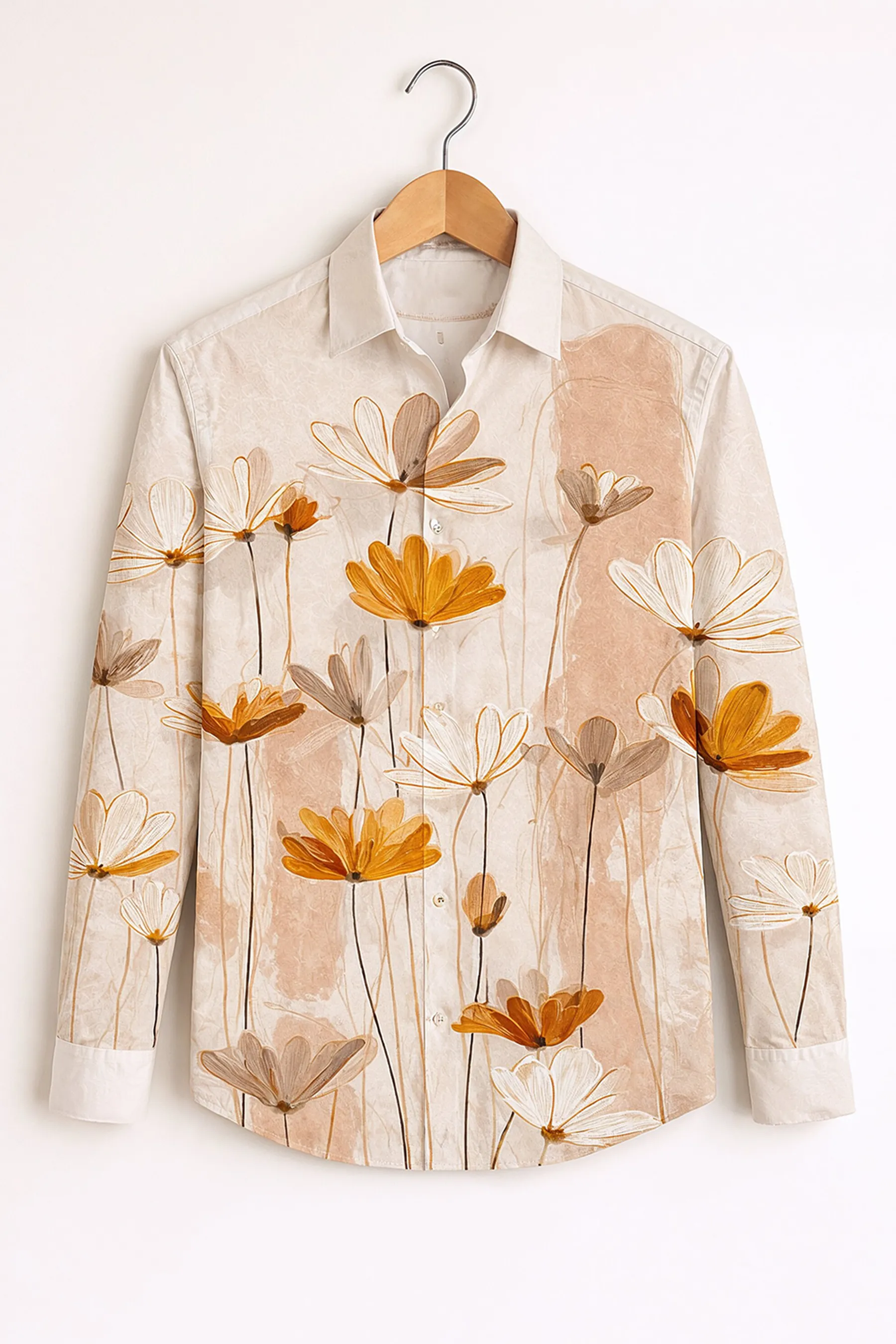 Golden Leaf Emboss Shirt – Ivory