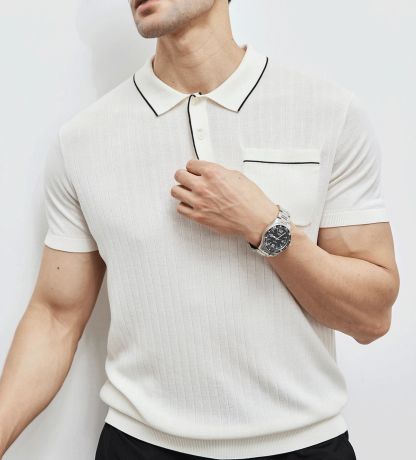 GentleKnit Contrast Color Short Sleeve Knitted Polo
