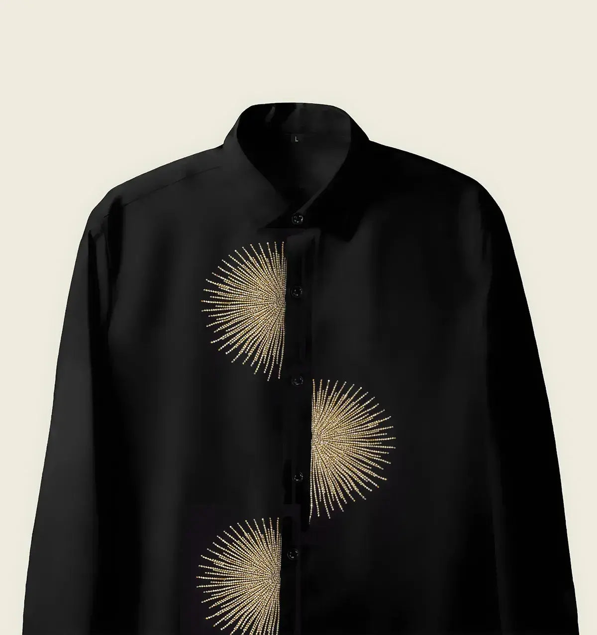 Men’s Black Gold Sunburst Embellished Shirt