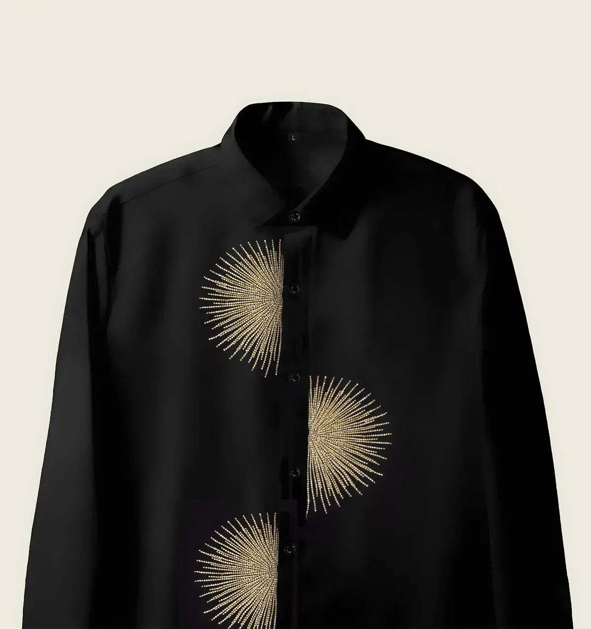 Men’s Black Gold Sunburst Embellished Shirt