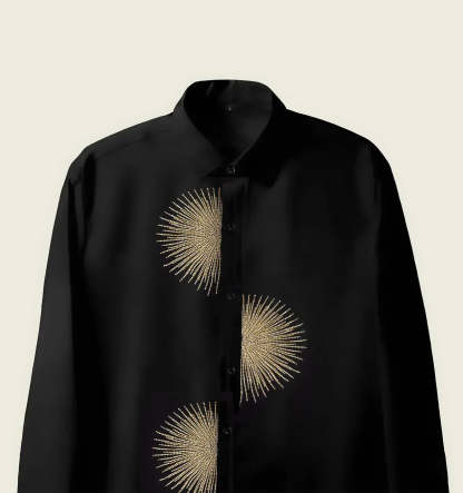 Men’s Black Gold Sunburst Embellished Shirt