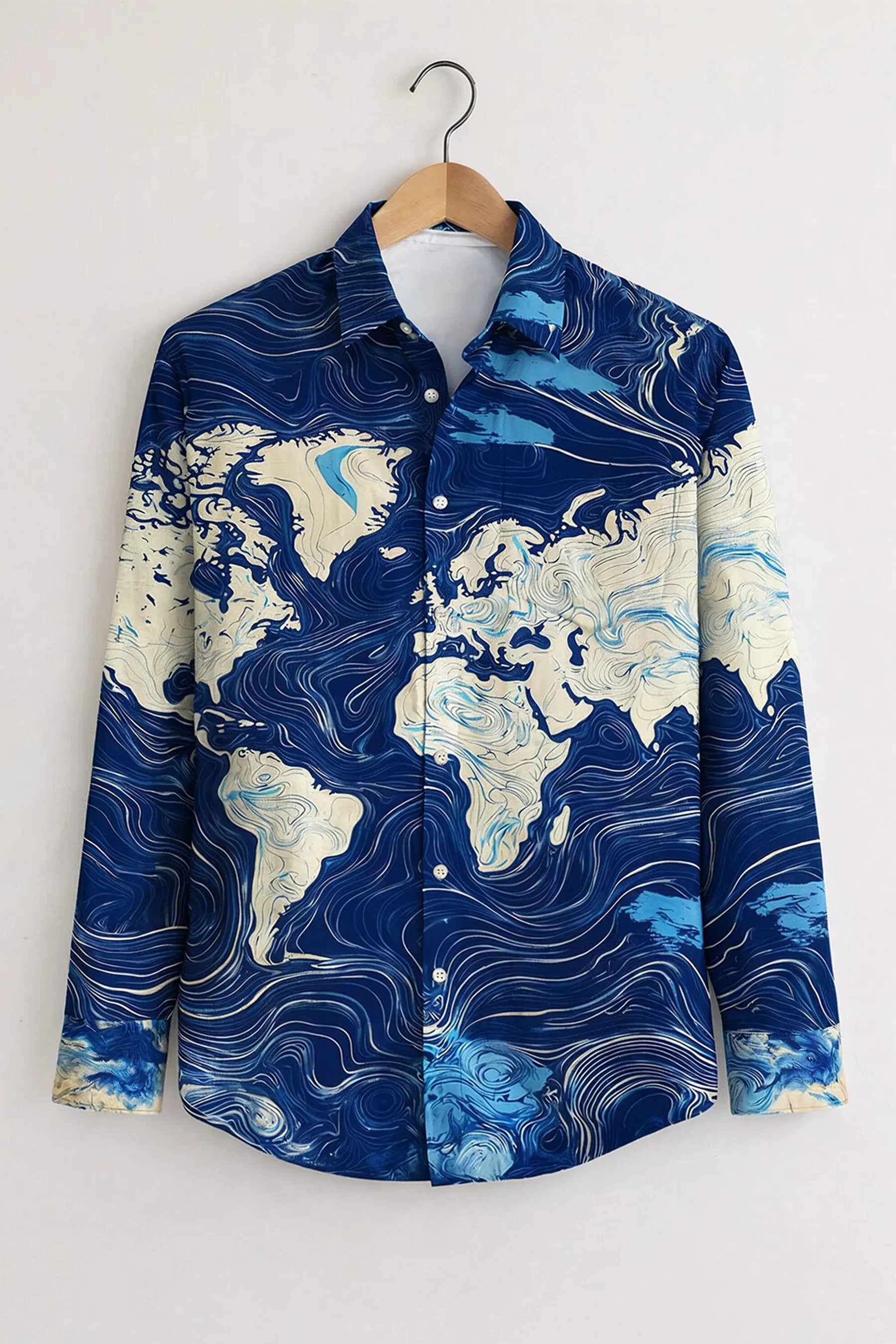 Global Flow Print Shirt – Navy