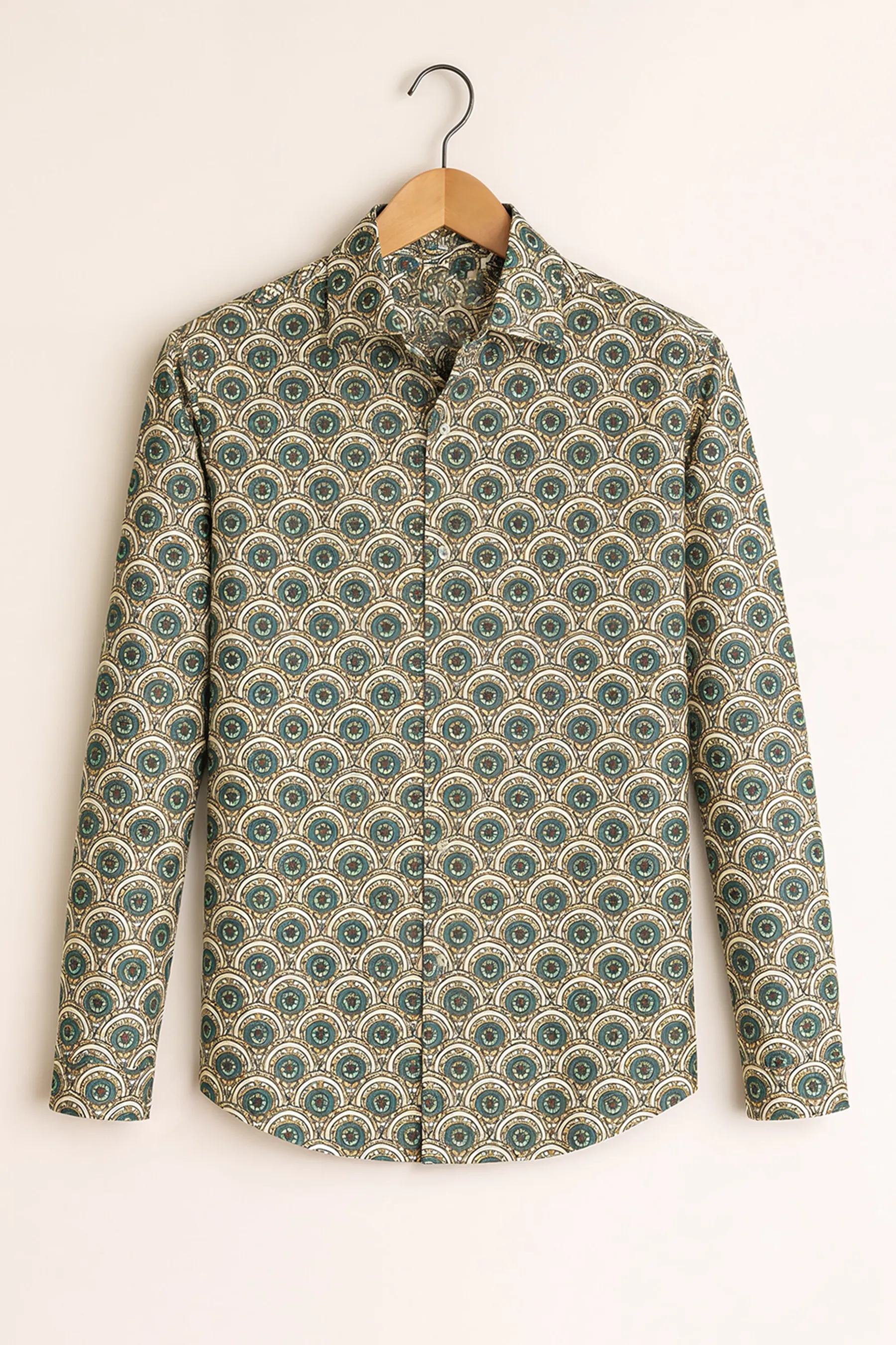 Heritage Medallion Print Shirt – Olive
