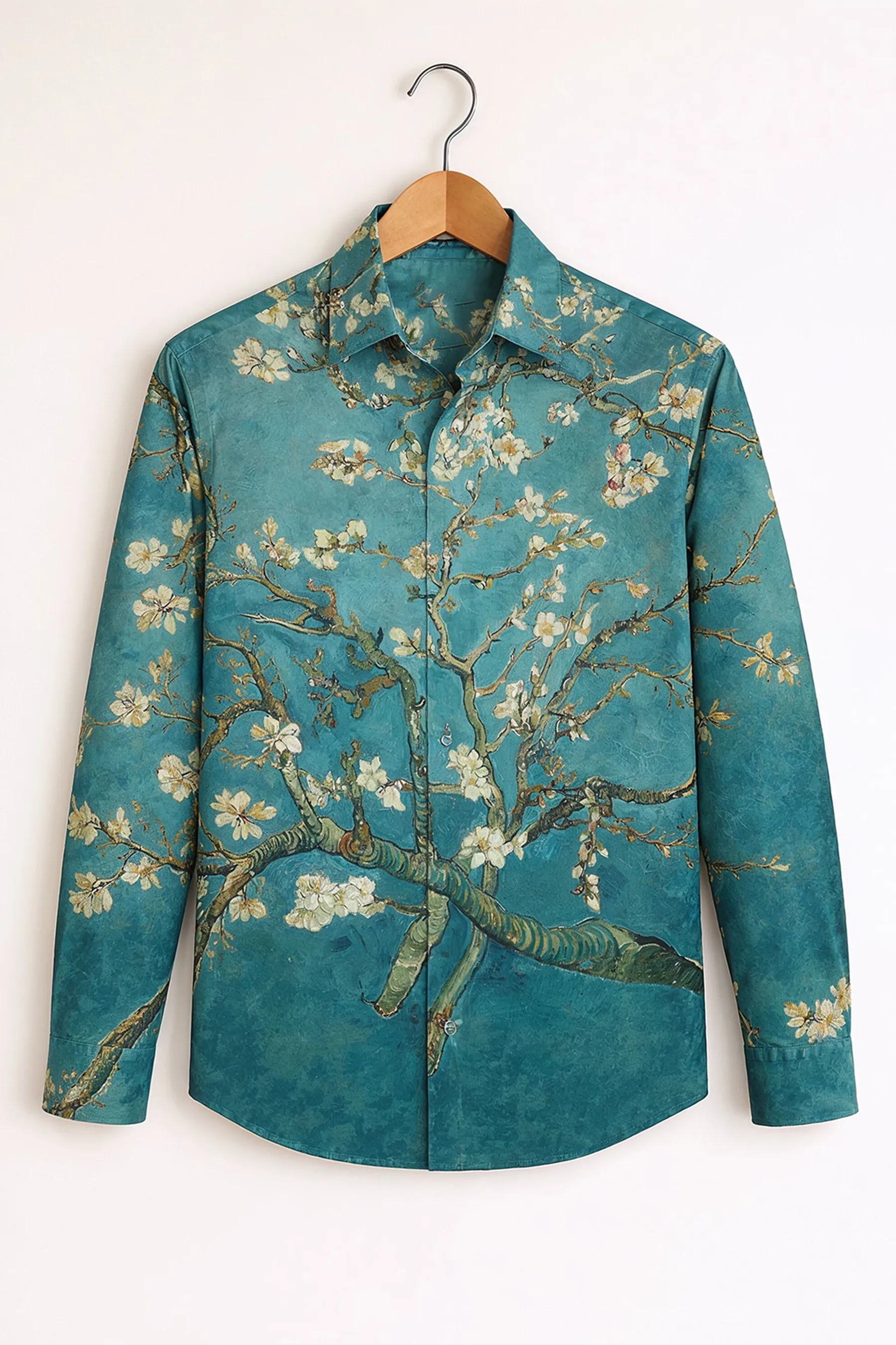 Blossom Branch Print Shirt – Teal
