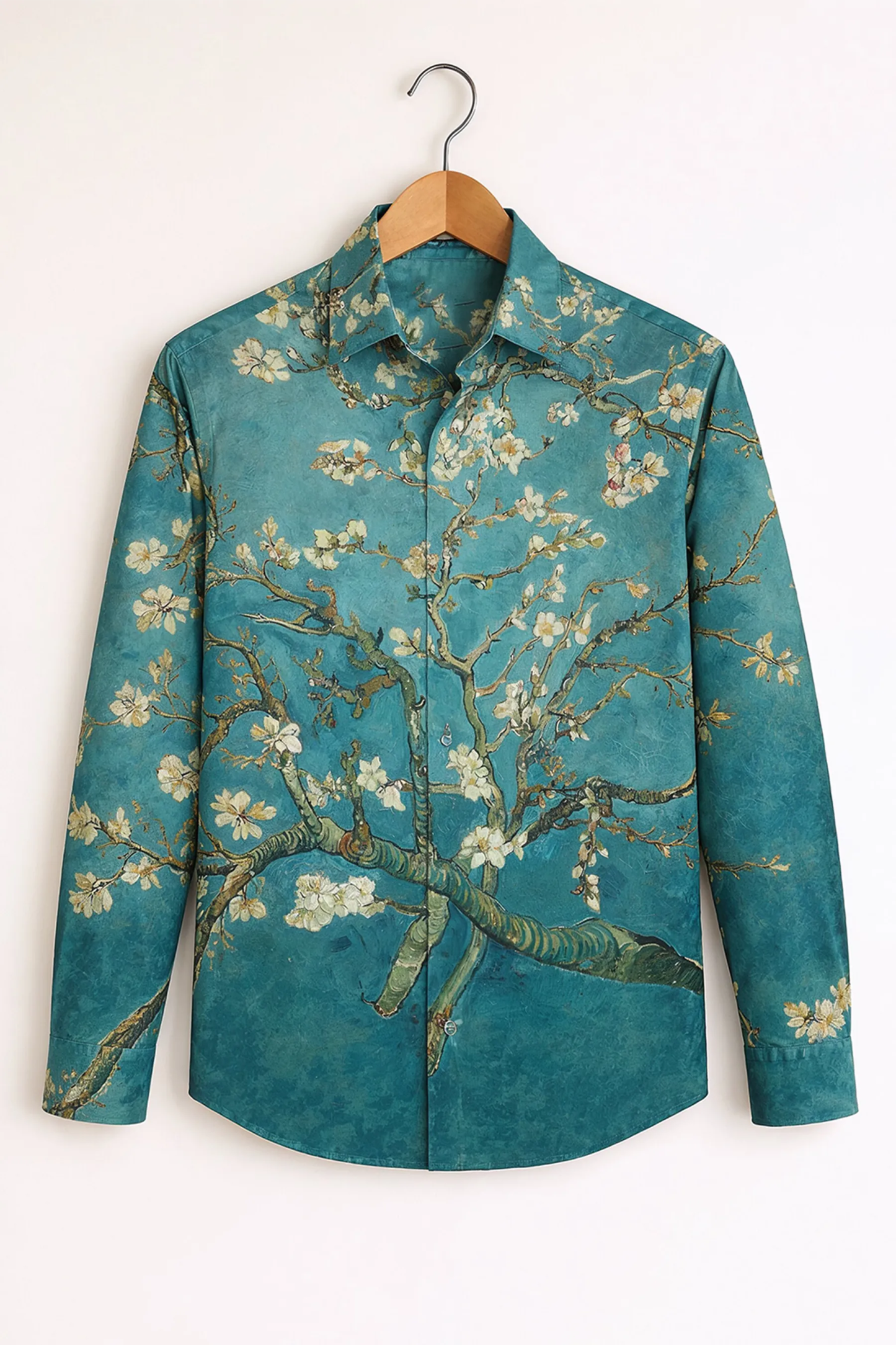 Blossom Branch Print Shirt – Teal