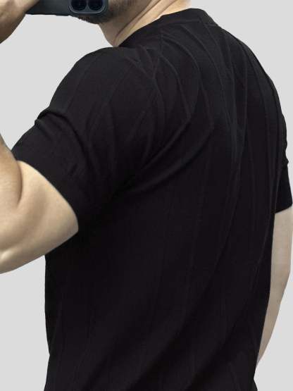 GentleKnit Breathable Striped Short Sleeve Knitted T-Shirt