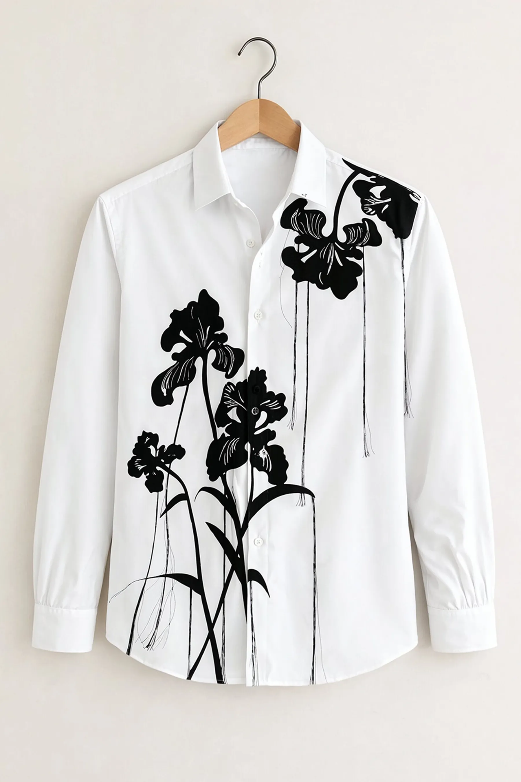 Ink Floral Print Shirt – White