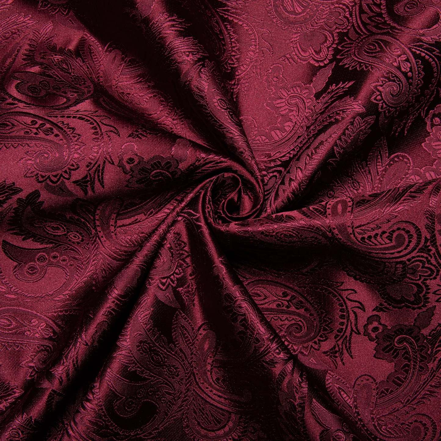 Men's Luxury Design Dark Red Paisley Long Sleeve  Shirt