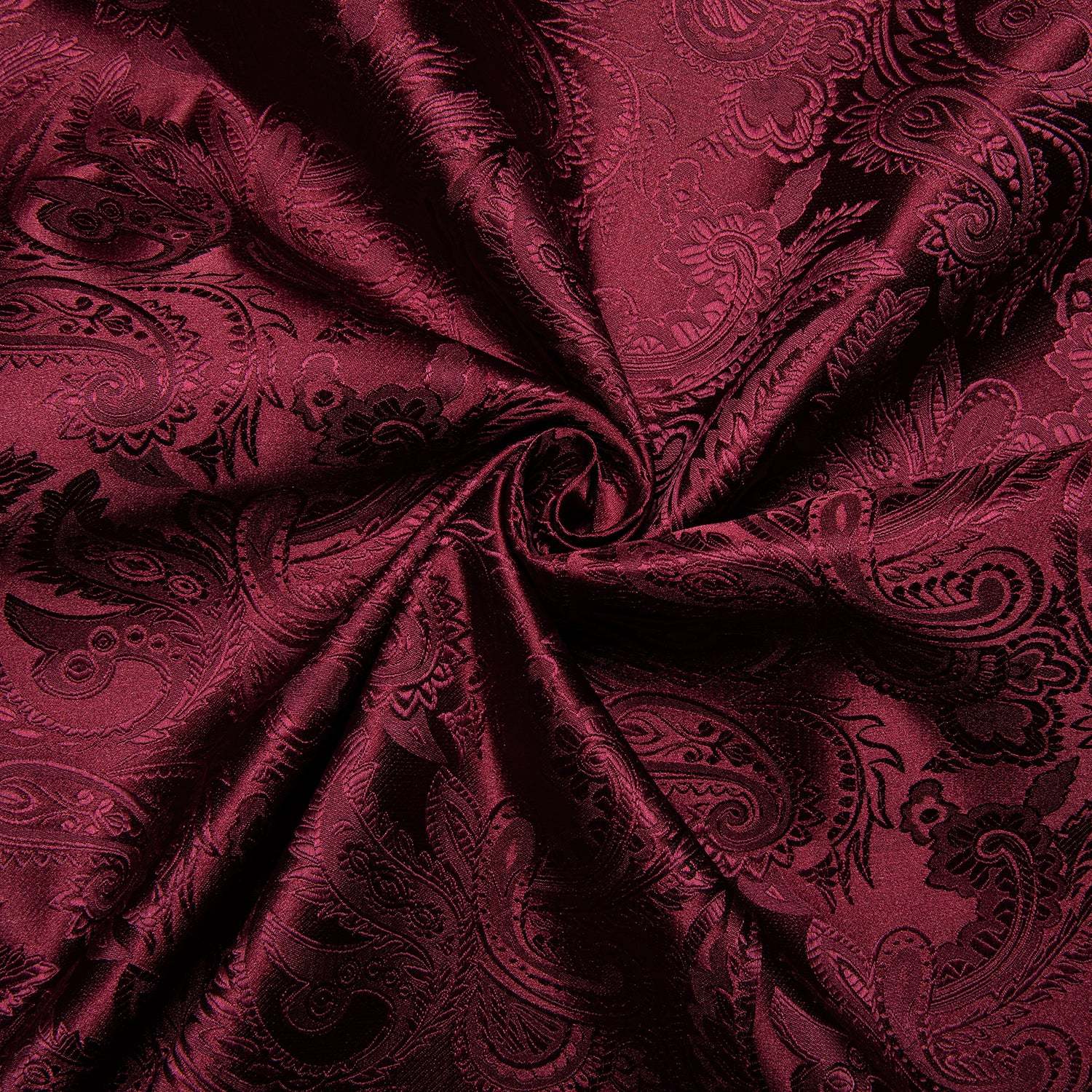 Men's Luxury Design Dark Red Paisley Long Sleeve  Shirt