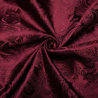 Men's Luxury Design Dark Red Paisley Long Sleeve  Shirt