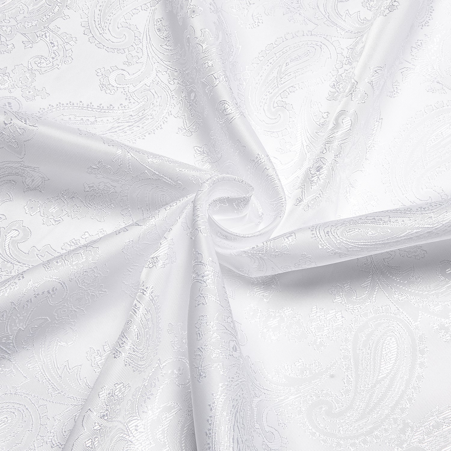 Men's Luxury White Jacquard Paisley Pattern Long Sleeve Shirt