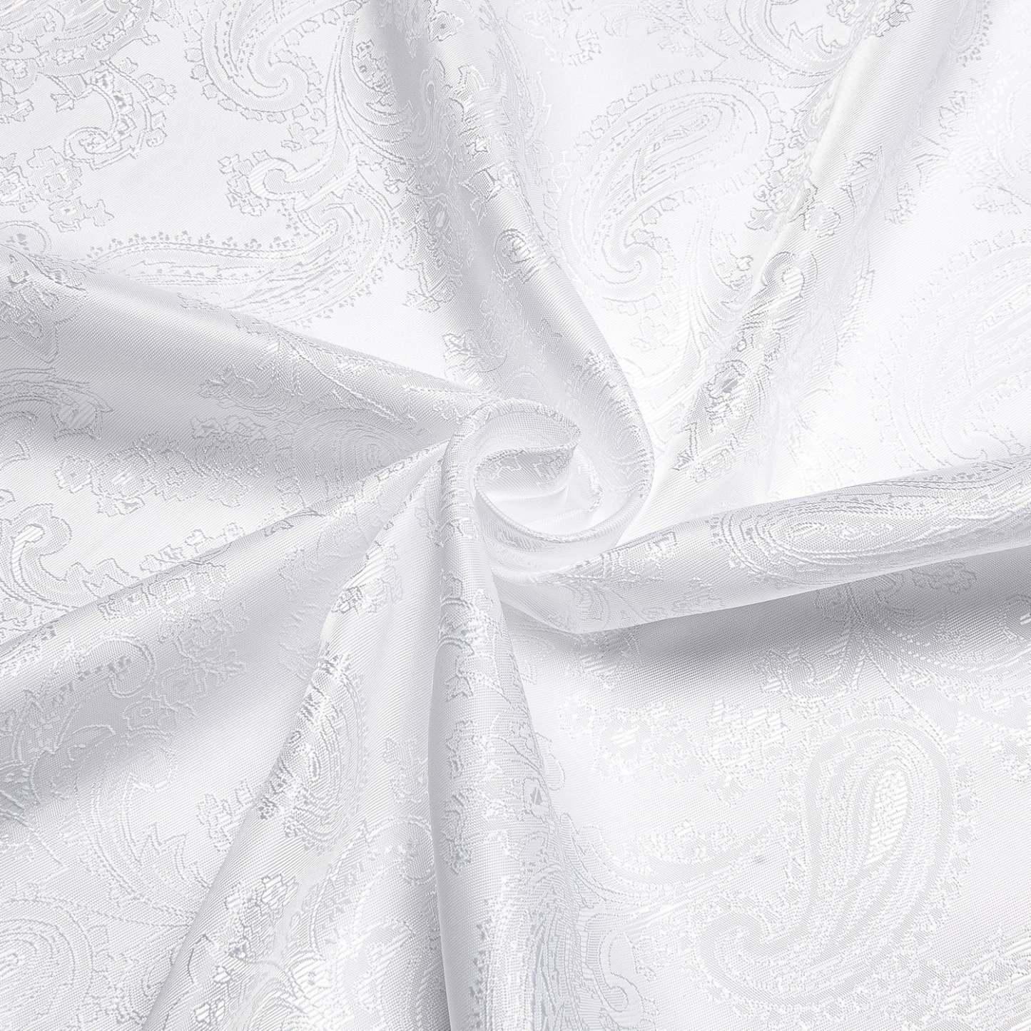 Men's Luxury White Jacquard Paisley Pattern Long Sleeve Shirt