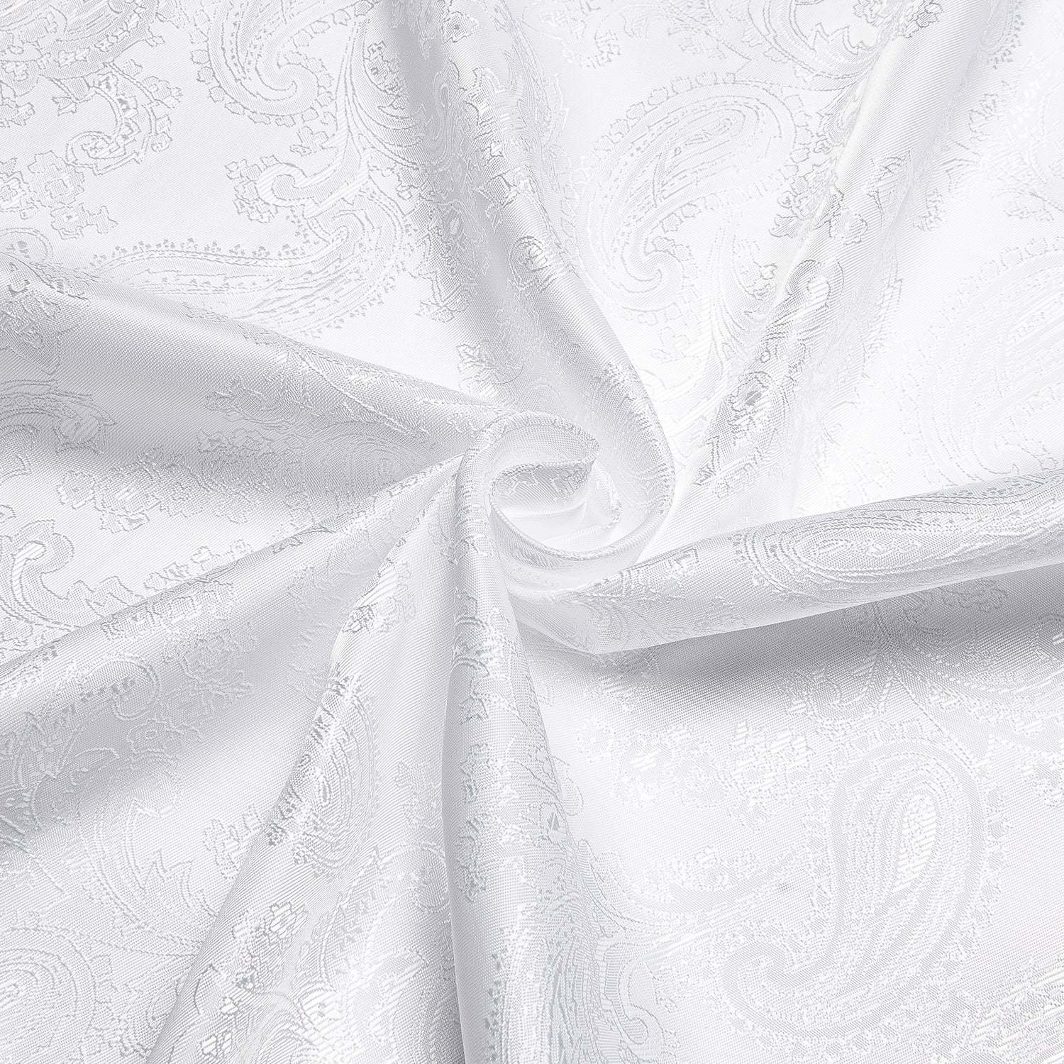 Men's Luxury White Jacquard Paisley Pattern Long Sleeve Shirt